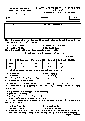 Đề kiểm tra 45 phút học kỳ II môn Địa lý Lớp 12 - Mã đề 002 - Năm học 2019-2020 - Trường THPT Vĩnh Bình Bắc
